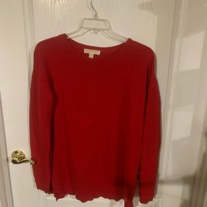 Ladies Michael Kors Sz Lg EUC red tunic sweater B4